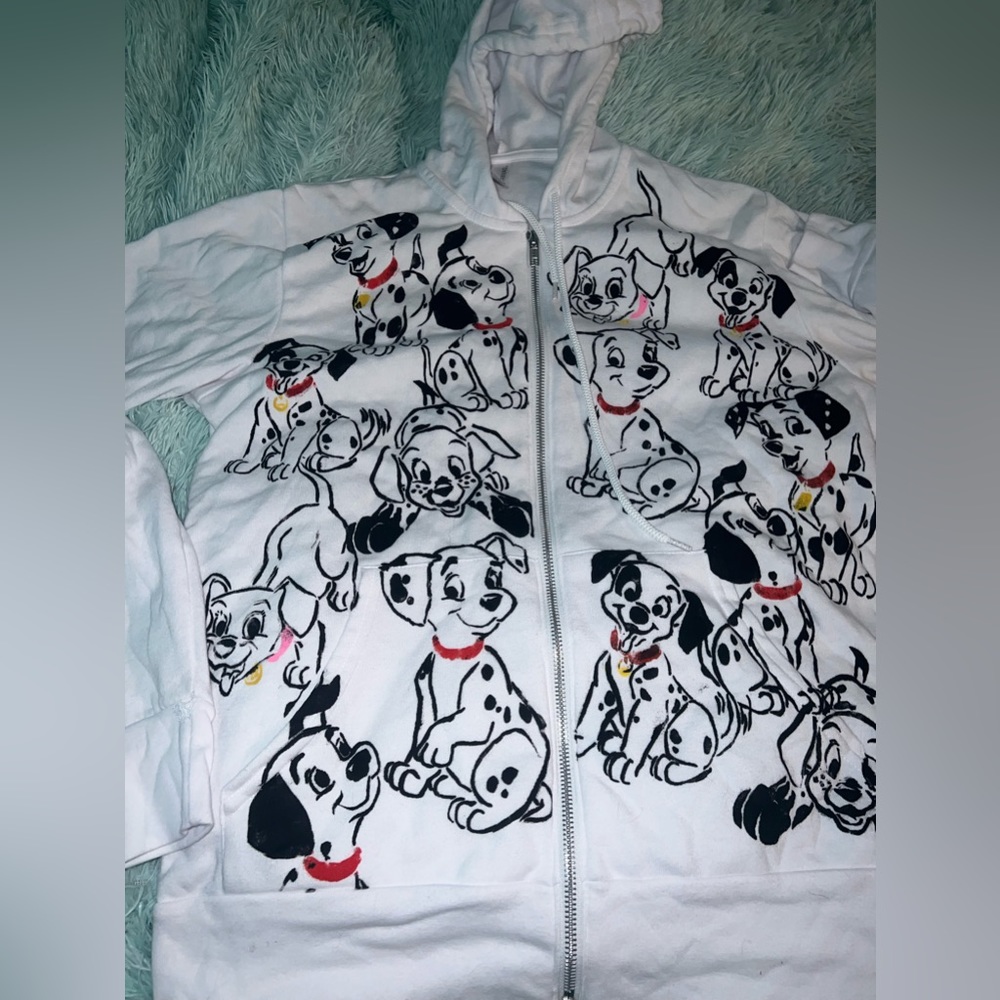 101 Dalmatians jacket sweater custom made hand painted printed jacket beautiful